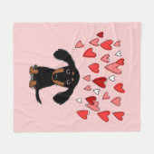 Niedliche Dackel Hund mit Valentinhörnchen rosa Fleecedecke (Vorderseite (Horizontal))