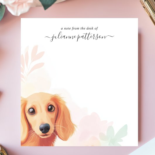 Niedliche Dackel Hund Personalisierter Name Notizblock