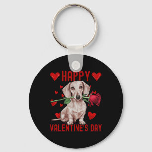 Niedliche Dackel Hund Rotes Herz Paare Happy Valen Schlüsselanhänger