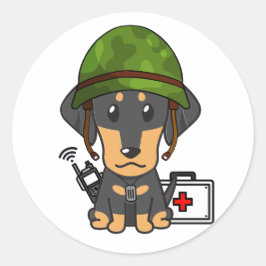 Niedliche Dackel Hund Wehrhelm Runder Aufkleber