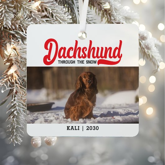 Niedliche Dackel Hund Weihnachtsbild Custom Foto Ornament Aus Metall