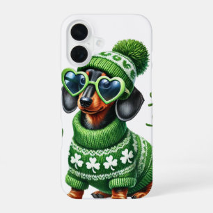 NIEDLICHE DACKEL HUNDE IN IRISCHEN KLEIDEN iPhone 16 HÜLLE
