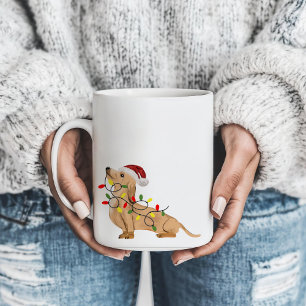 Niedliche Dackel Hunde Weihnachtsleuchten & Hunde Kaffeetasse