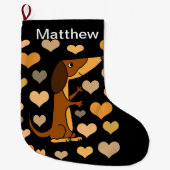 Niedliche Dackel-HundeLiebe und Herz-Kunst Großer Weihnachtsstrumpf (Vorderseite)