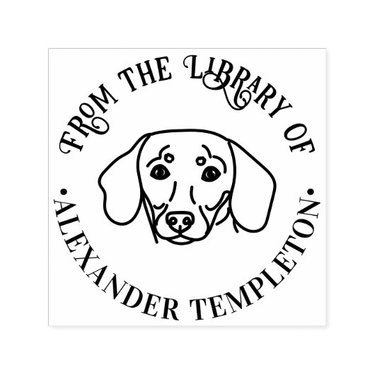 Niedliche Dackel Hundewand "From the Library" Buch Permastempel (Design)