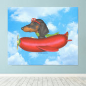 Niedliche Dackel im Red Sausage Flugzeug Leinwanddruck (Insitu (Holzboden))