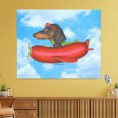 Niedliche Dackel im Red Sausage Flugzeug Leinwanddruck (Insitu (Wohnzimmer))