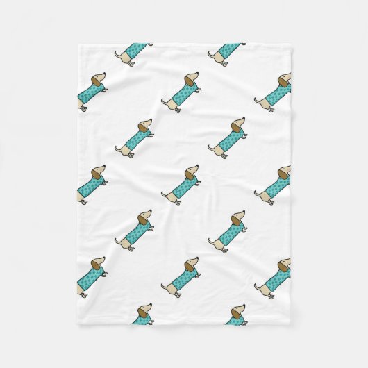 Niedliche Dackel im tadellosen Blau Fleecedecke (Vorderseite)