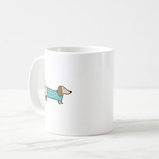 Niedliche Dackel im tadellosen Blau Kaffeetasse (Vorderseite Links)