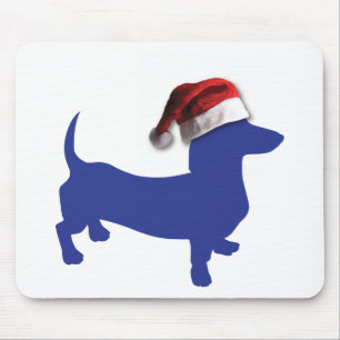 Niedliche Dackel in einer Weihnachtsmannmütze Mousepad