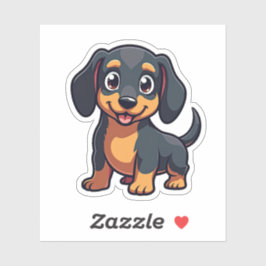 Niedliche Dackel, Kawaii Adventure, Klein Aufkleber