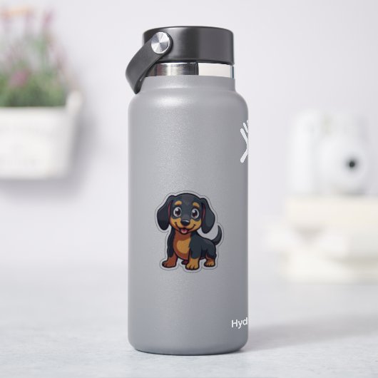 Niedliche Dackel, Kawaii Adventure, Klein Aufkleber (HydroFlask)