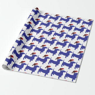 Niedliche Dackel mit einem Santa Claus Hat Geschenkpapier