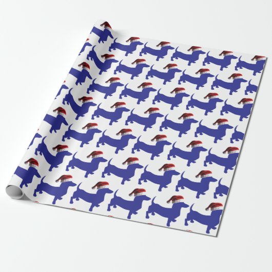 Niedliche Dackel mit einem Santa Claus Hat Geschenkpapier (Ungerollt)