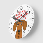 Niedliche Dackel mit Herz-Dackel-Hund Runde Wanduhr (Winkel)
