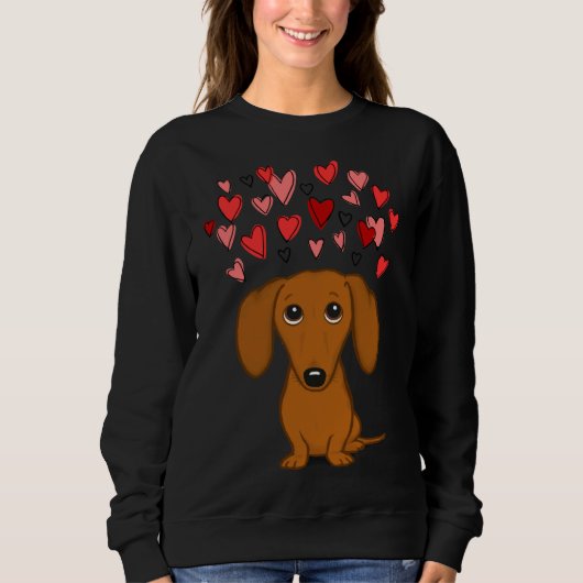 Niedliche Dackel mit Herz Sweatshirt (Vorderseite)