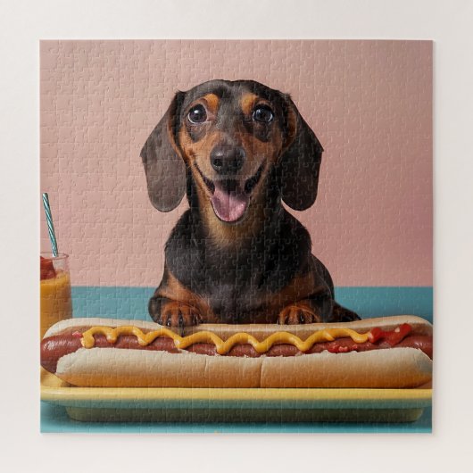 Niedliche Dackel mit Hot Dog Puzzle (Vertikal)