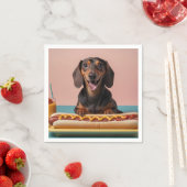 Niedliche Dackel mit Hot Dog Serviette (Beispiel)