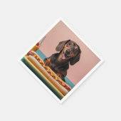 Niedliche Dackel mit Hot Dog Serviette (Ecke)