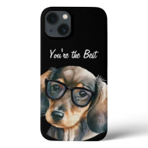 Niedliche Dackel mit schwarzer Brille