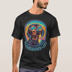 Niedliche Dackel mit Sonnenbrille am Strand Vintag T-Shirt
