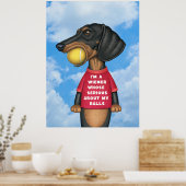 Niedliche Dackel mit Tennisball im Mund Poster (Küche)