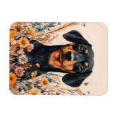 Niedliche Dackel mit Wildblumen flexibel Magnet (Horizontal)