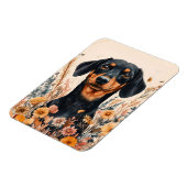 Niedliche Dackel mit Wildblumen flexibel Magnet (Linke Seite)