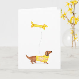 Niedliche Dackel mit Wurst-Hund-Ballonkarte Karte