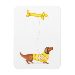 Niedliche Dackel mit Wurst-Hund-Ballonmagnet Magnet