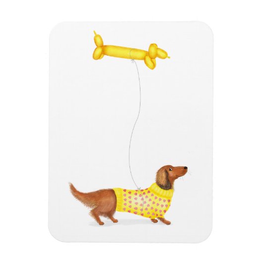Niedliche Dackel mit Wurst-Hund-Ballonmagnet Magnet (Vertikal)