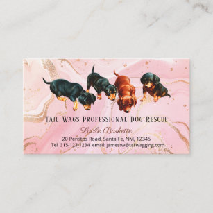 Niedliche Dackel Pups Hunde retten rosa Goldene To Visitenkarte