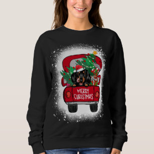 Niedliche Dackel Red Truck Frohe Weihnachten geble Sweatshirt