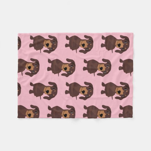 Niedliche Dackel Rosa Fleece Leder (Vorderseite (Horizontal))