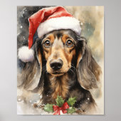 Niedliche Dackel Santa Puppy Poster (Vorne)