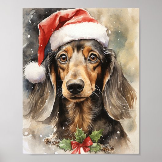 Niedliche Dackel Santa Puppy Poster (Vorne)