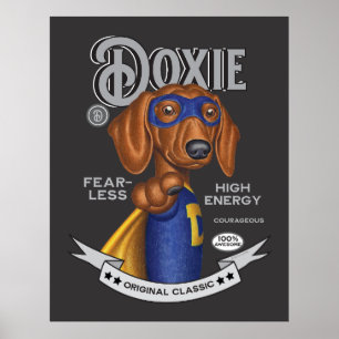 Niedliche Dackel Superhero Poster