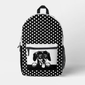 Niedliche Dackel und Polka Dots Bedruckter Rucksack (Vorderseite)