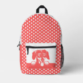 Niedliche Dackel und Polka Dots Bedruckter Rucksack (Vorderseite)