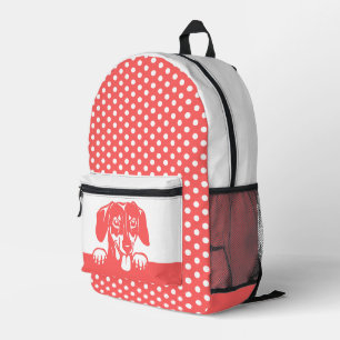 Niedliche Dackel und Polka Dots Bedruckter Rucksack