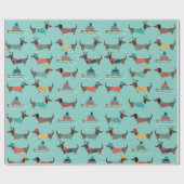 Niedliche Dackel und Schlitten mit Geschenken Geschenkpapier (Flach)