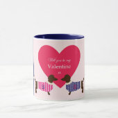 Niedliche Dackel Valentine Dog Monogramm Spaß Tasse (Zentrum)