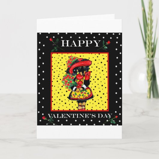 Niedliche Dackel Valentine Feiertagskarte (Vorderseite)