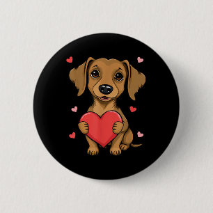 Niedliche Dackel Valentinstag Herzstück Lover Hund Button