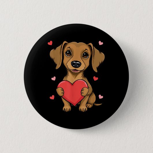 Niedliche Dackel Valentinstag Herzstück Lover Hund Button (Vorderseite)