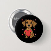 Niedliche Dackel Valentinstag Herzstück Lover Hund Button (Vorne & Hinten)