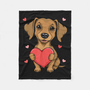 Niedliche Dackel Valentinstag Herzstück Lover Hund Fleecedecke