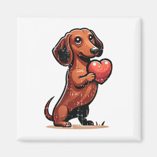Niedliche Dackel Valentinstag Herzstück Lover Hund Magnet