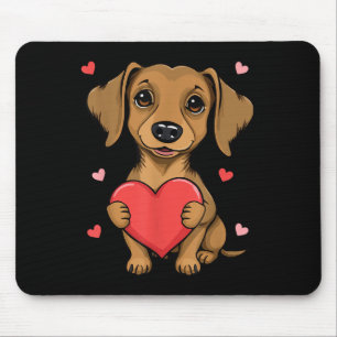 Niedliche Dackel Valentinstag Herzstück Lover Hund Mousepad