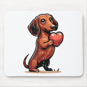Niedliche Dackel Valentinstag Herzstück Lover Hund Mousepad
